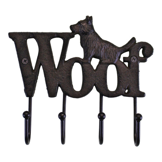 Rustic Cast Iron Wall Hooks, Dog Design With 4 Hooks - Ashton and Finch