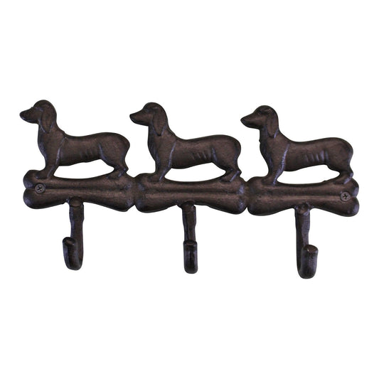 Rustic Cast Iron Wall Hooks, Sausage Dog Design With 3 Hooks - Ashton and Finch