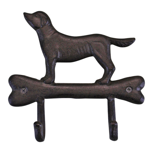 Rustic Cast Iron Wall Hooks, Gun Dog Design With 2 Hooks - Ashton and Finch