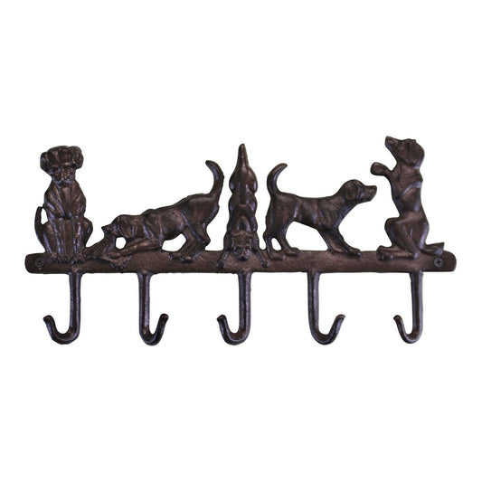 Rustic Cast Iron Wall Hooks, Playful Dog Design With 5 Hooks - Ashton and Finch