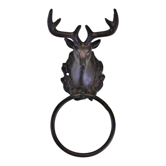 Cast Iron Rustic Towel Ring, Stag Head Design - Ashton and Finch