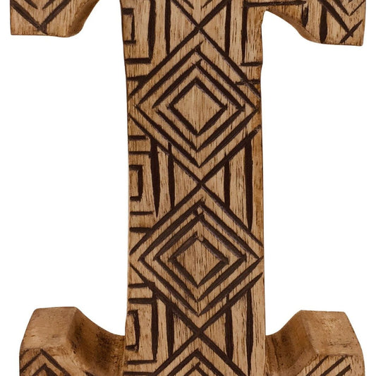 Hand Carved Wooden Geometric Letter I - Ashton and Finch