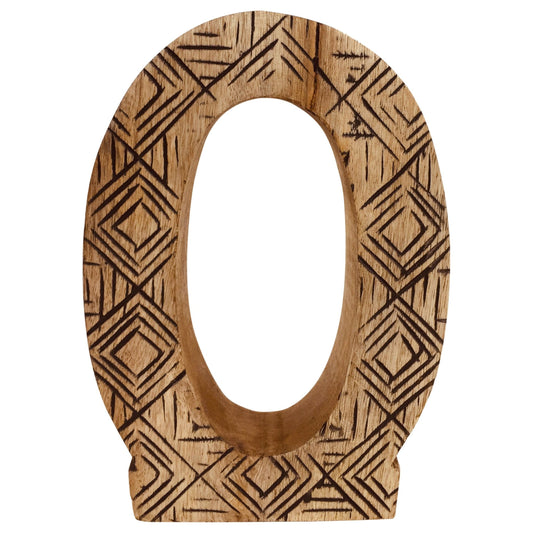 Hand Carved Wooden Geometric Letter O - Ashton and Finch