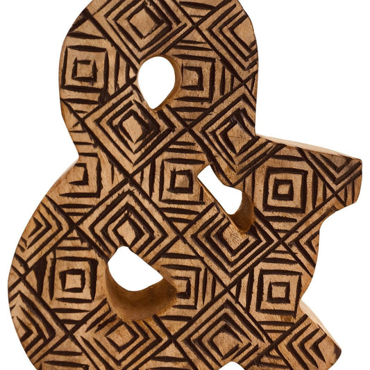 Hand Carved Wooden Geometric Letter & - Ashton and Finch