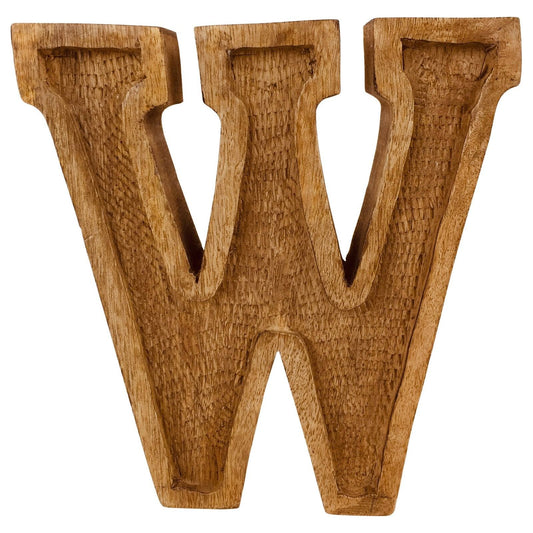 Hand Carved Wooden Embossed Letter W - Ashton and Finch