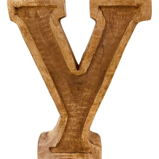 Hand Carved Wooden Embossed Letter Y - Ashton and Finch
