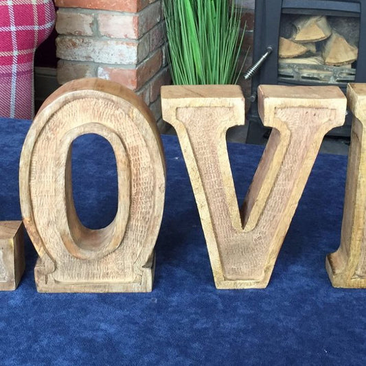 Hand Carved Wooden Embossed Letters Love - Ashton and Finch