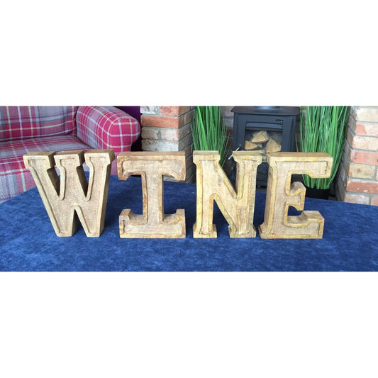 Hand Carved Wooden Embossed Letters Wine - Ashton and Finch