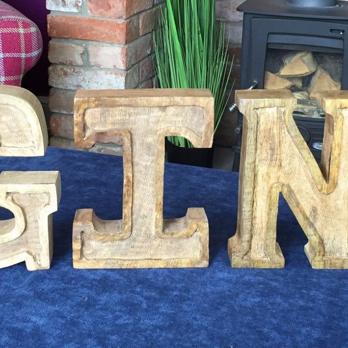 Hand Carved Wooden Embossed Letters Gin - Ashton and Finch