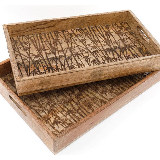 Bamboo Wooden Trays Set of Two - Ashton and Finch