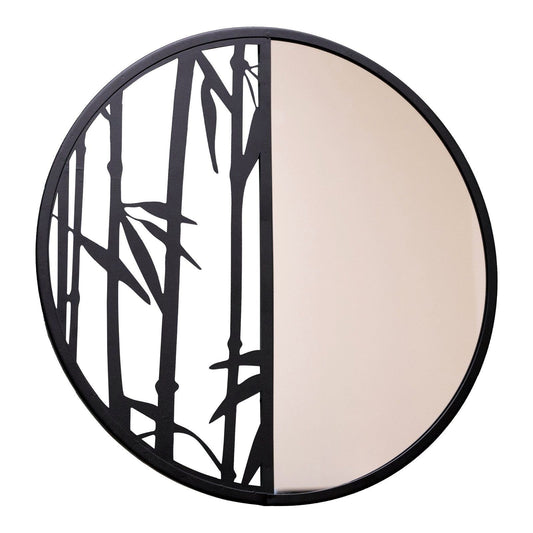Mirror with Black Metal Bamboo Wall Decor - Ashton and Finch