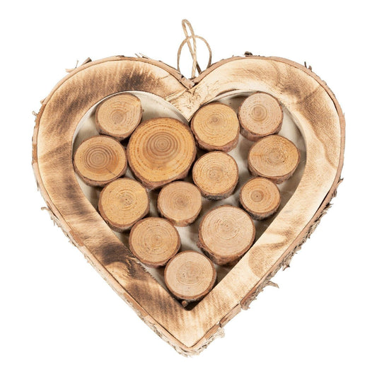 Wooden Hanging Heart With Burnt Effect 28cm - Ashton and Finch