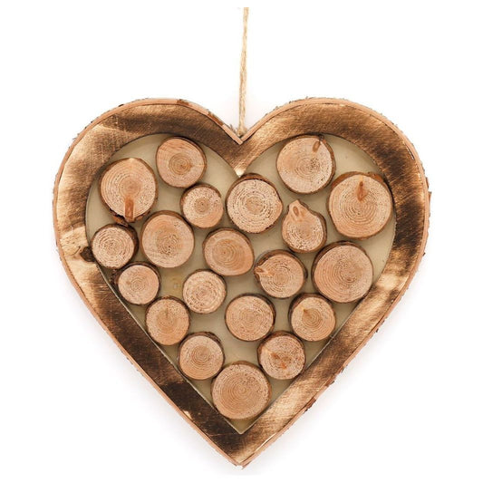 Wooden Hanging Heart With Burnt Effect 33cm - Ashton and Finch