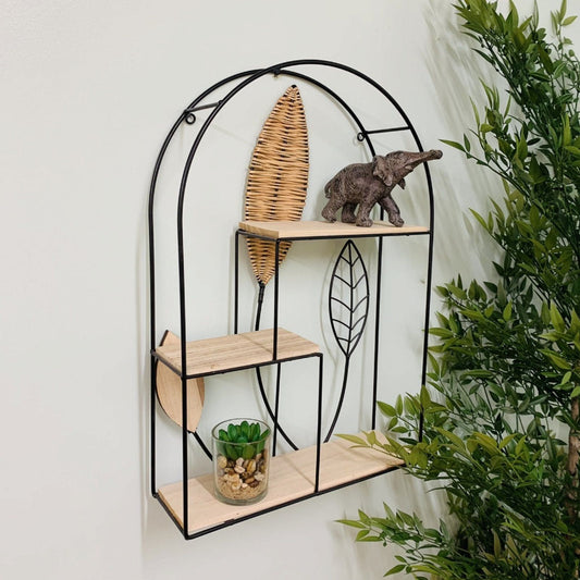 Arched Metal Framed Rattan Leaf Shelf Unit - Ashton and Finch