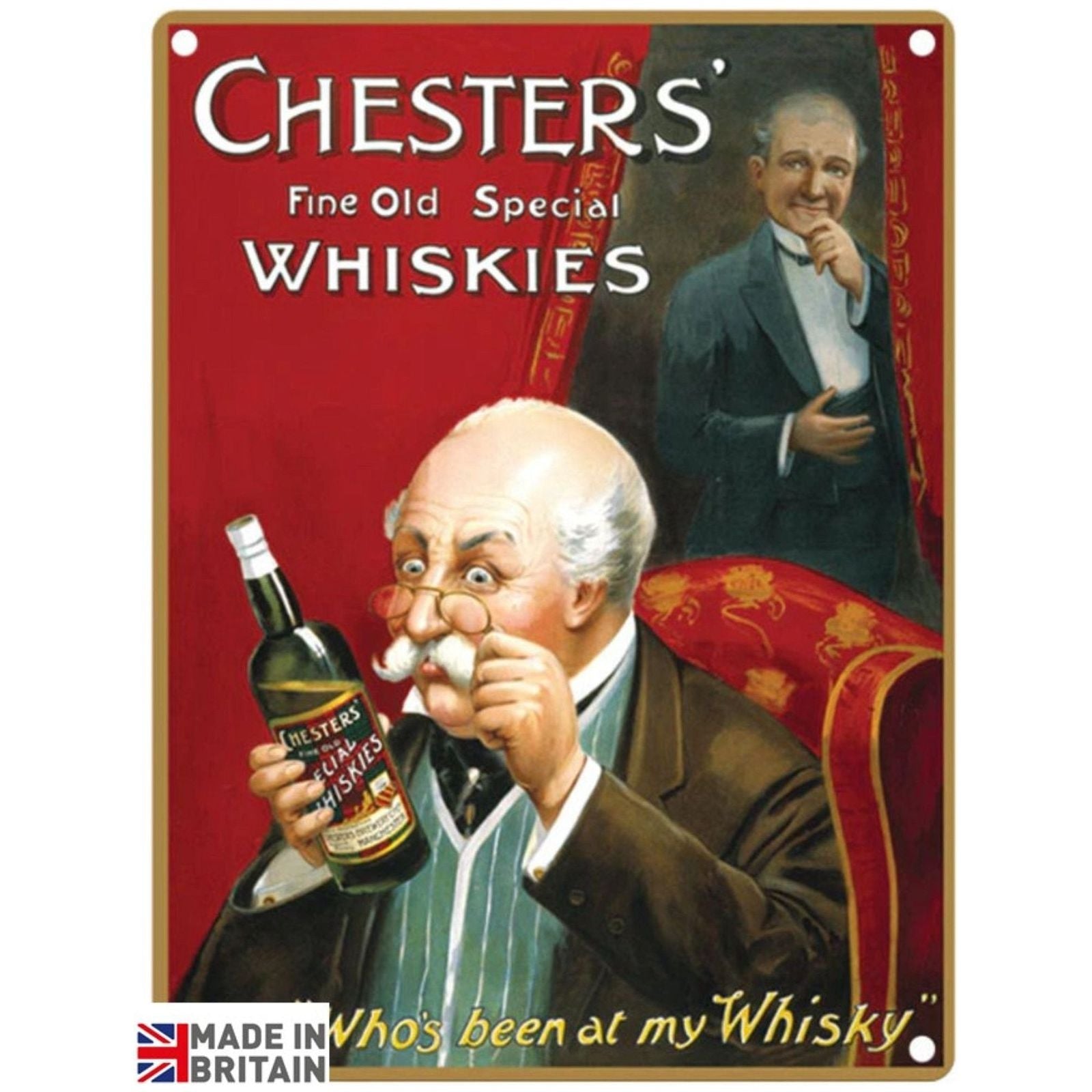 Small Metal Sign 45 x 37.5cm Vintage Retro Chesters' Whiskey - Ashton and Finch