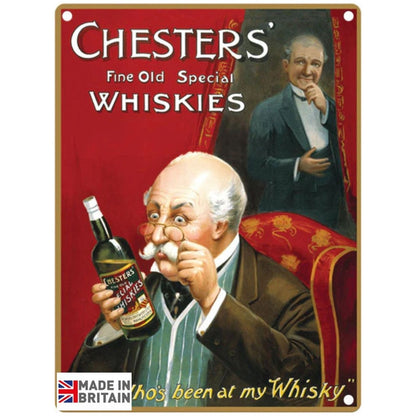 Large Metal Sign 60 x 49.5cm Vintage Retro Chesters' Whiskey - Ashton and Finch