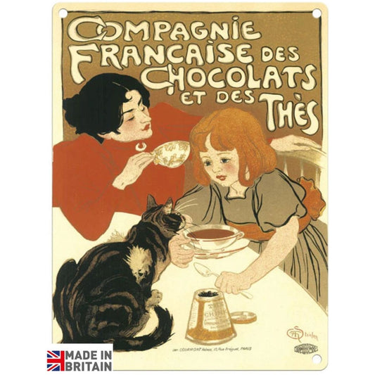 Small Metal Sign 45 x 37.5cm Vintage Retro Compagnie Francaise Chocolats - Ashton and Finch
