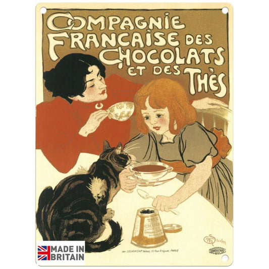 Large Metal Sign 60 x 49.5cm Vintage Retro Compagnie Francaise Chocolats - Ashton and Finch