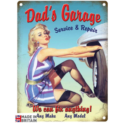 Small Metal Sign 45 x 37.5cm Vintage Retro Dad's Garage - Ashton and Finch