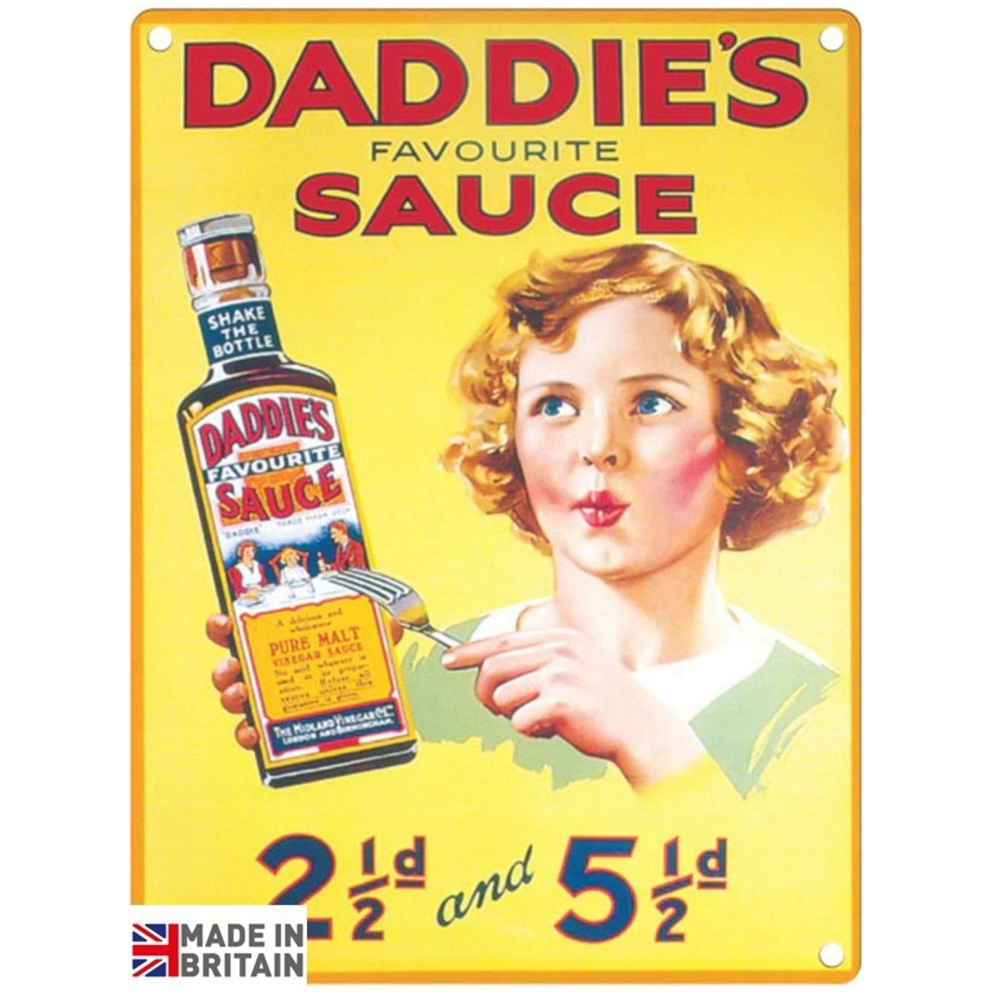 Small Metal Sign 45 x 37.5cm Vintage Retro Daddie's Sauce - Ashton and Finch