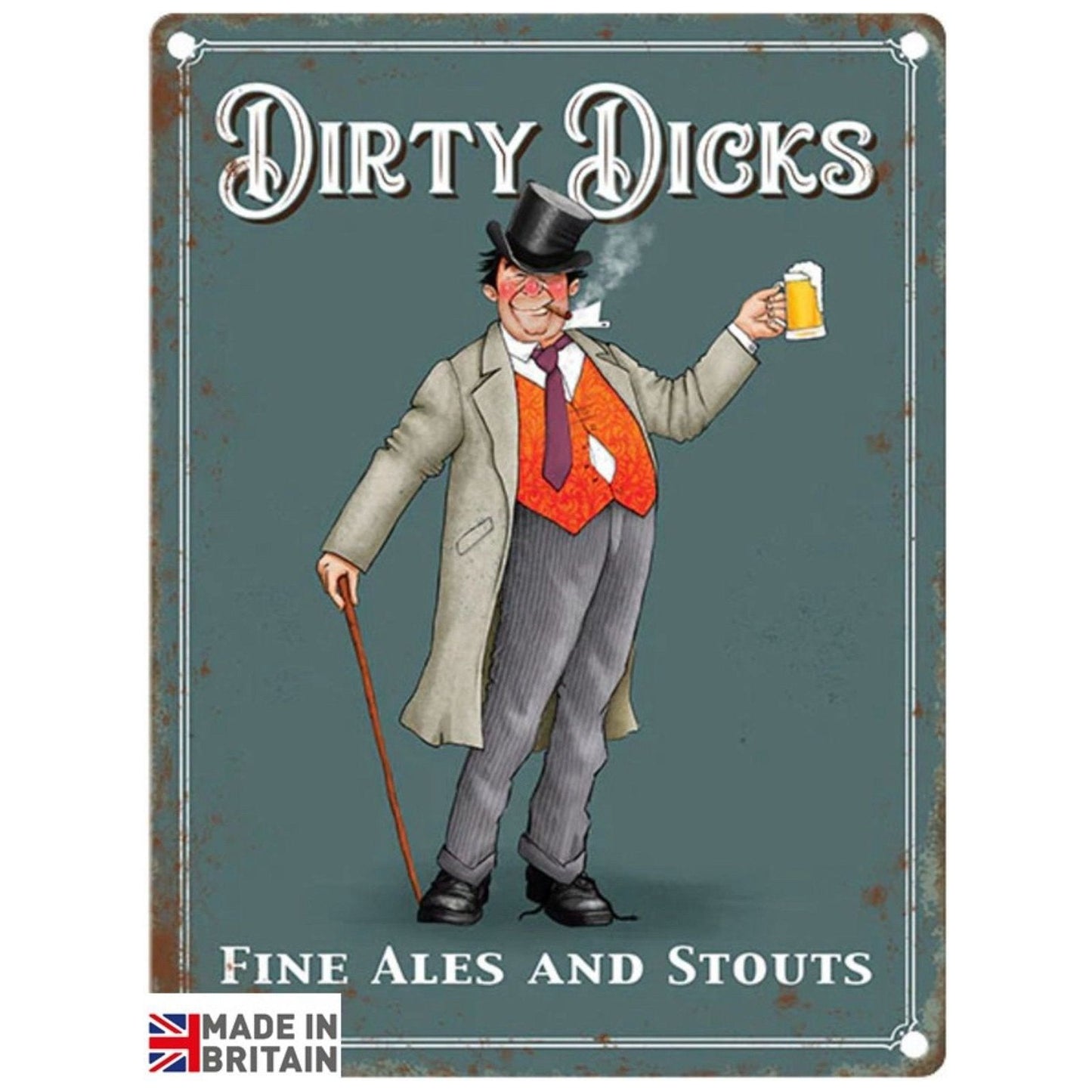 Small Metal Sign 45 x 37.5cm Pub Signs Dirty Dicks - Ashton and Finch