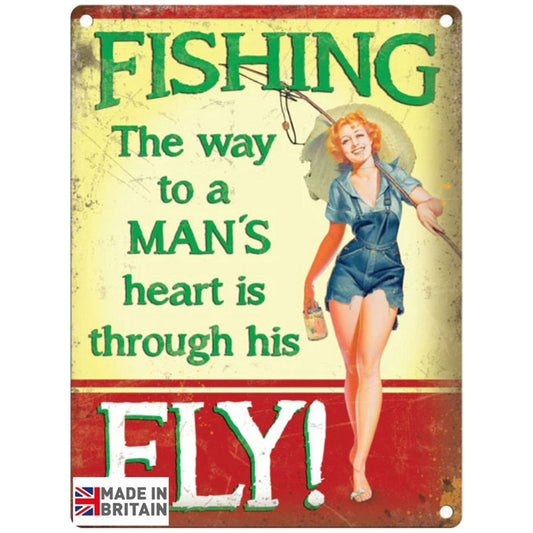 Large Metal Sign 60 x 49.5cm Vintage Retro Fishing Way - Ashton and Finch