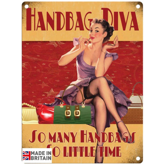 Large Metal Sign 60 x 49.5cm Funny Hand Bag Diva - Ashton and Finch