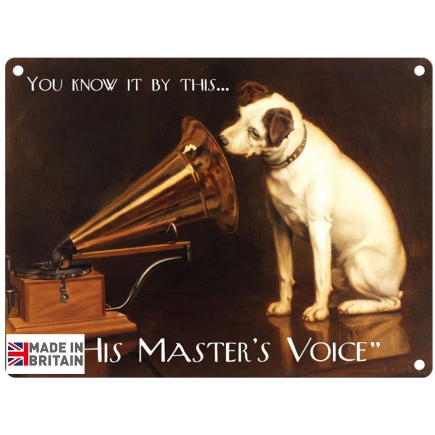 Small Metal Sign 45 x 37.5cm Vintage Retro His Master's Voice - Ashton and Finch