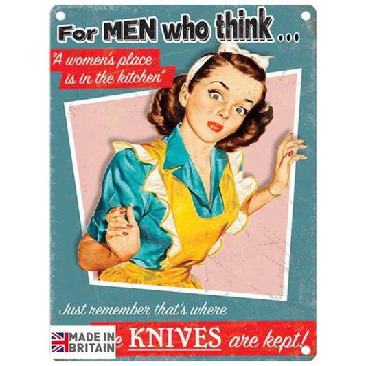 Small Metal Sign 45 x 37.5cm Funny Just remember where the knives are kept - Ashton and Finch