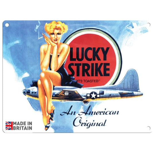 Small Metal Sign 45 x 37.5cm Vintage Retro Lucky Strike Cigarettes - Ashton and Finch