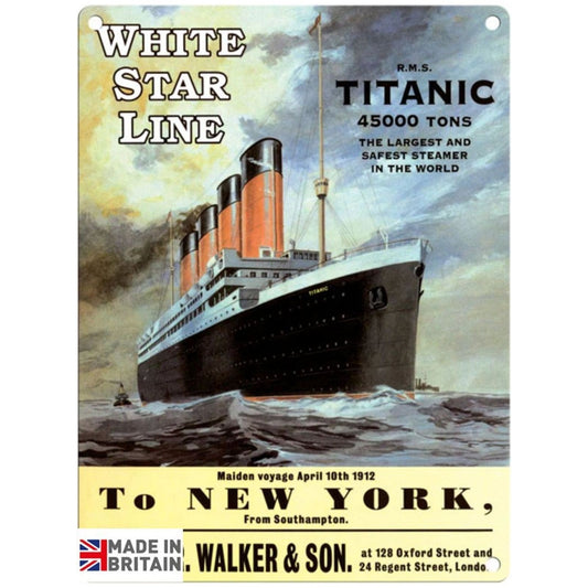 Small Metal Sign 45 x 37.5cm Vintage Retro White Star Line - Ashton and Finch