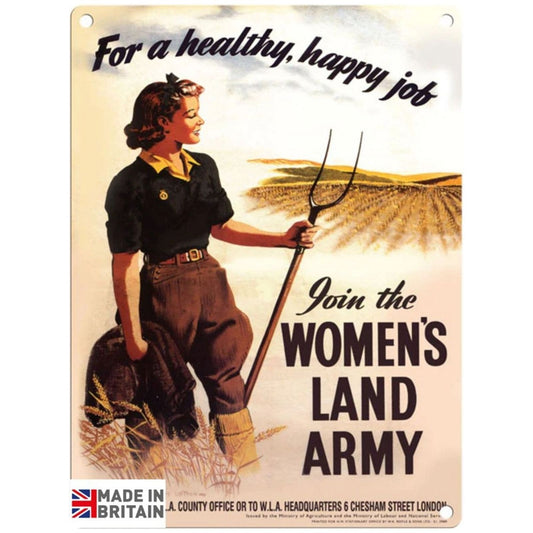 Small Metal Sign 45 x 37.5cm Vintage Retro Women's Land Army - Ashton and Finch