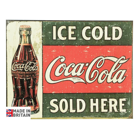 Small Metal Sign 45 x 37.5cm Ice Cold Coca Cola - Ashton and Finch