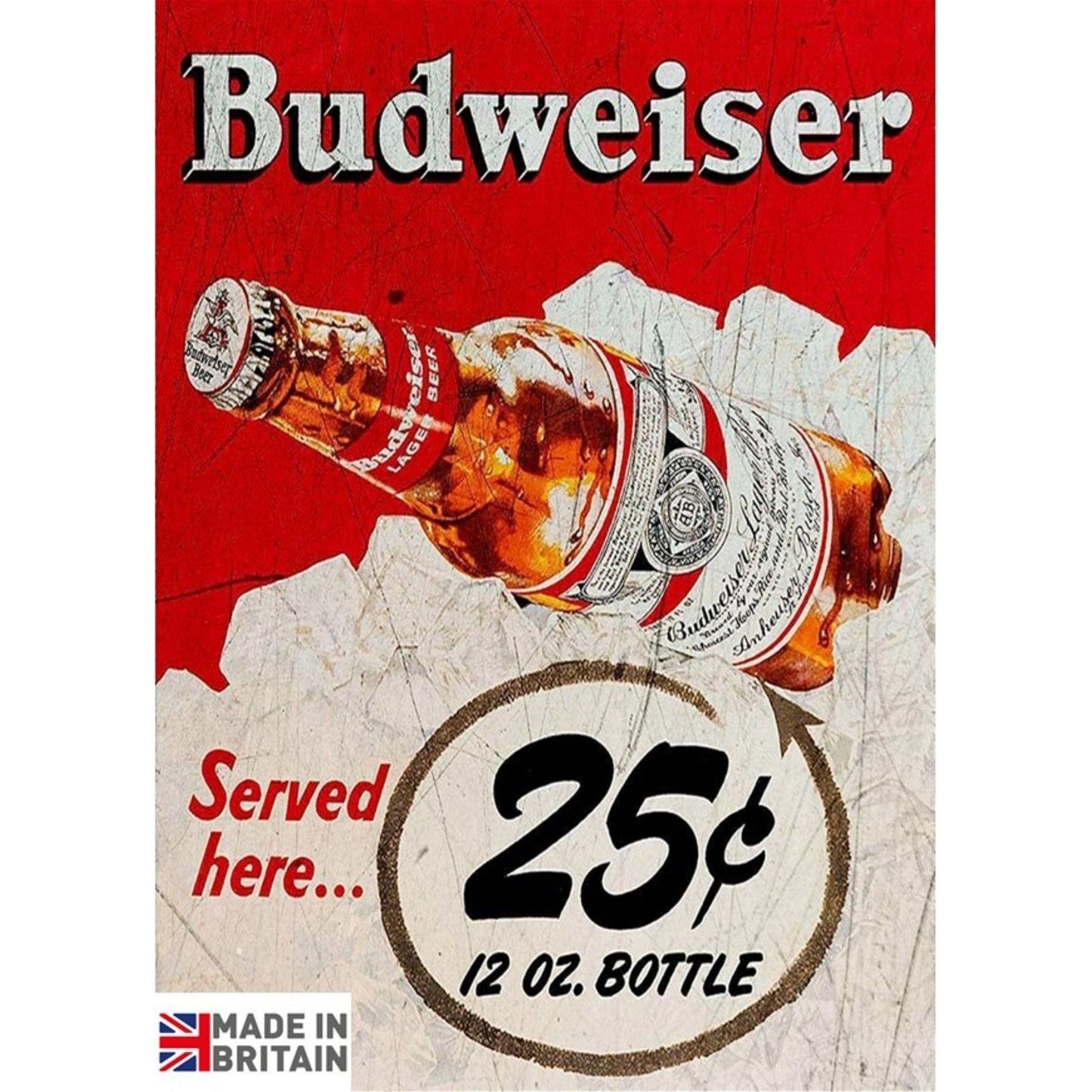 Small Metal Sign 45 x 37.5cm Budweiser Beer - Ashton and Finch