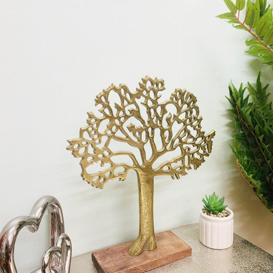 Antique Gold Tree On Wooded Base 27cm - Ashton and Finch