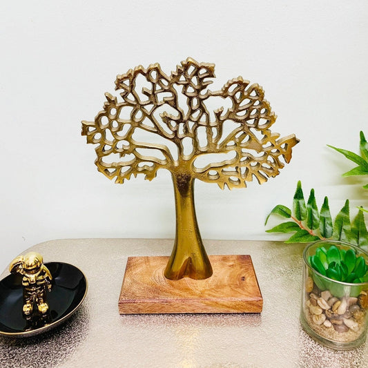 Antique Gold Tree On Wooden Base Medium - Ashton and Finch