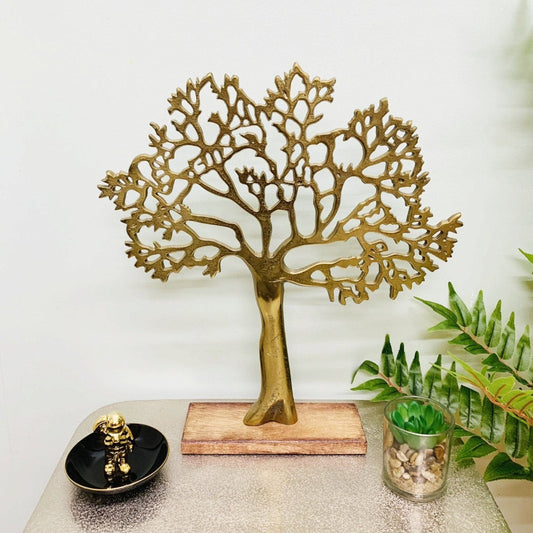 Antique Gold Tree On Wooden Base Large - Ashton and Finch