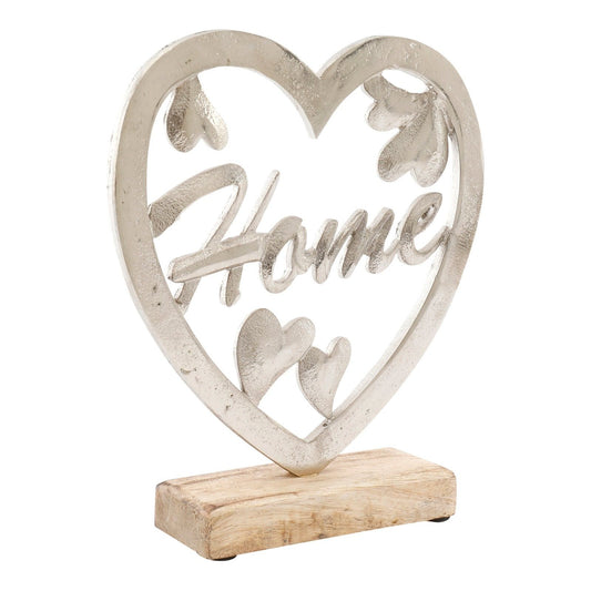 Silver Heart on Wooden Base 17cm - Ashton and Finch
