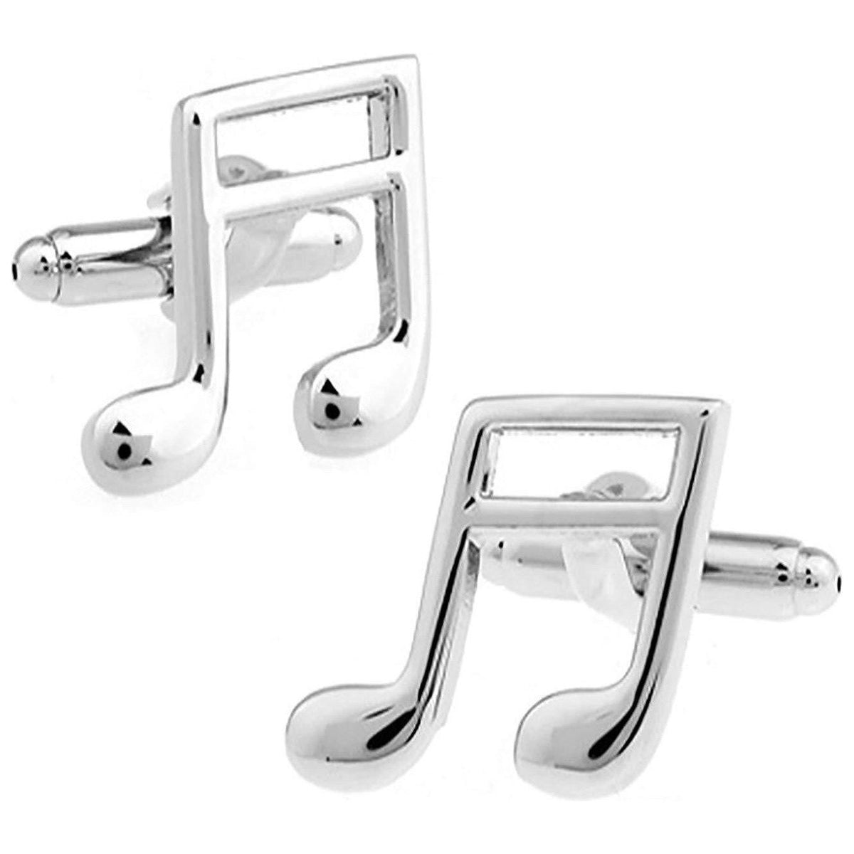 Boutons De Manchette Vintage Hickok - Notes De Musique, Finition Argentée, USA