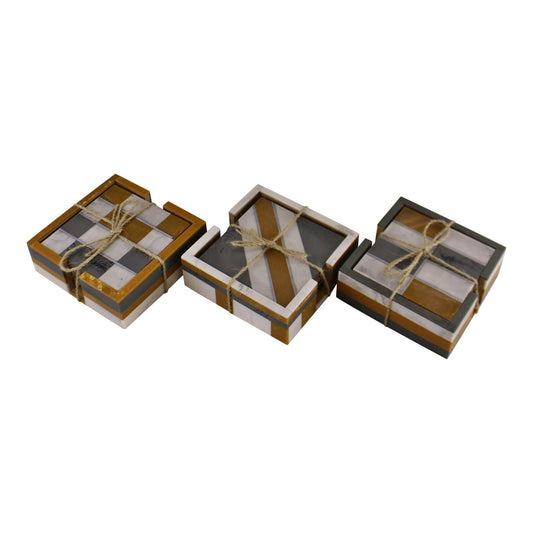Set of 4 Square, Resin Coasters, Abstract Design - Ashton and Finch