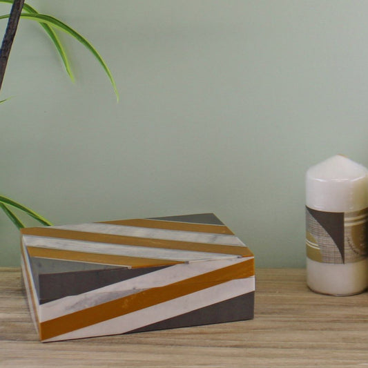 Abstract Design Resin Large Trinket Box, Design 1 , Diagonal Stripes - Ashton and Finch