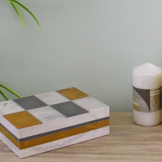 Abstract Design Resin Large Trinket Box, Design 2 , Rectagonal - Ashton and Finch