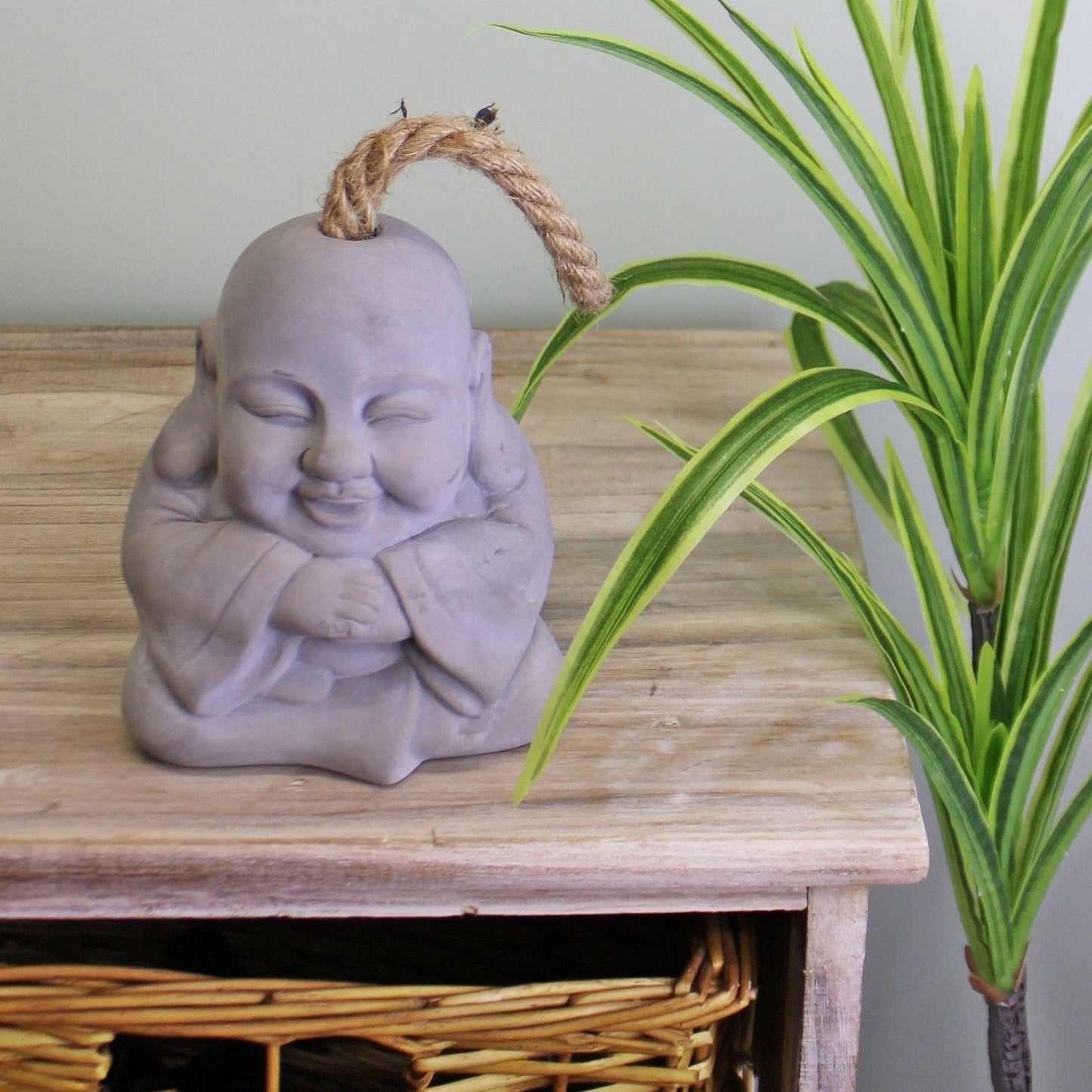 Smiling Buddha Grey Cement Doorstop - Ashton and Finch