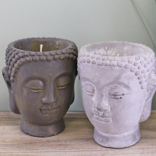 Set of 2 Medium Cement Buddha Design Candles - Ashton and Finch