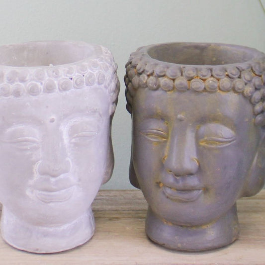 Set of 2 Small Cement Buddha Design Candles - Ashton and Finch