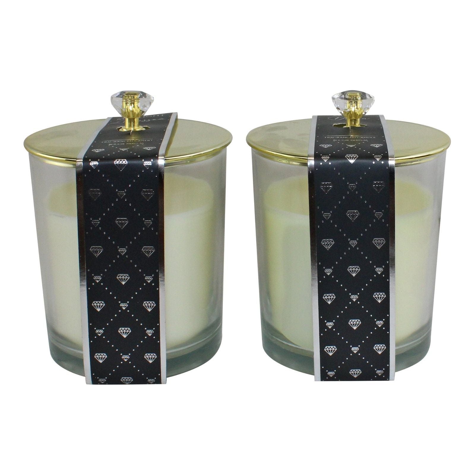 Set of 2 Glass Candle Jars with Diamond Style Lids, Fragranced - Ashton and Finch