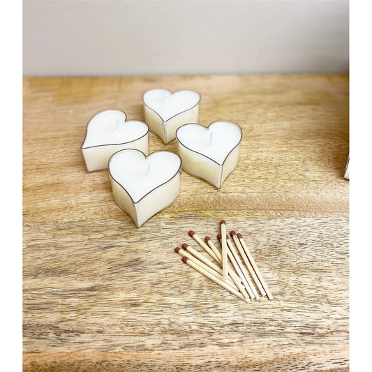 Pack of Four Large Heart Shaped Tea Light Candles - Ashton and Finch