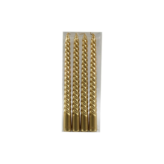 Set of Four Gold Twist Taper Candles - Ashton and Finch