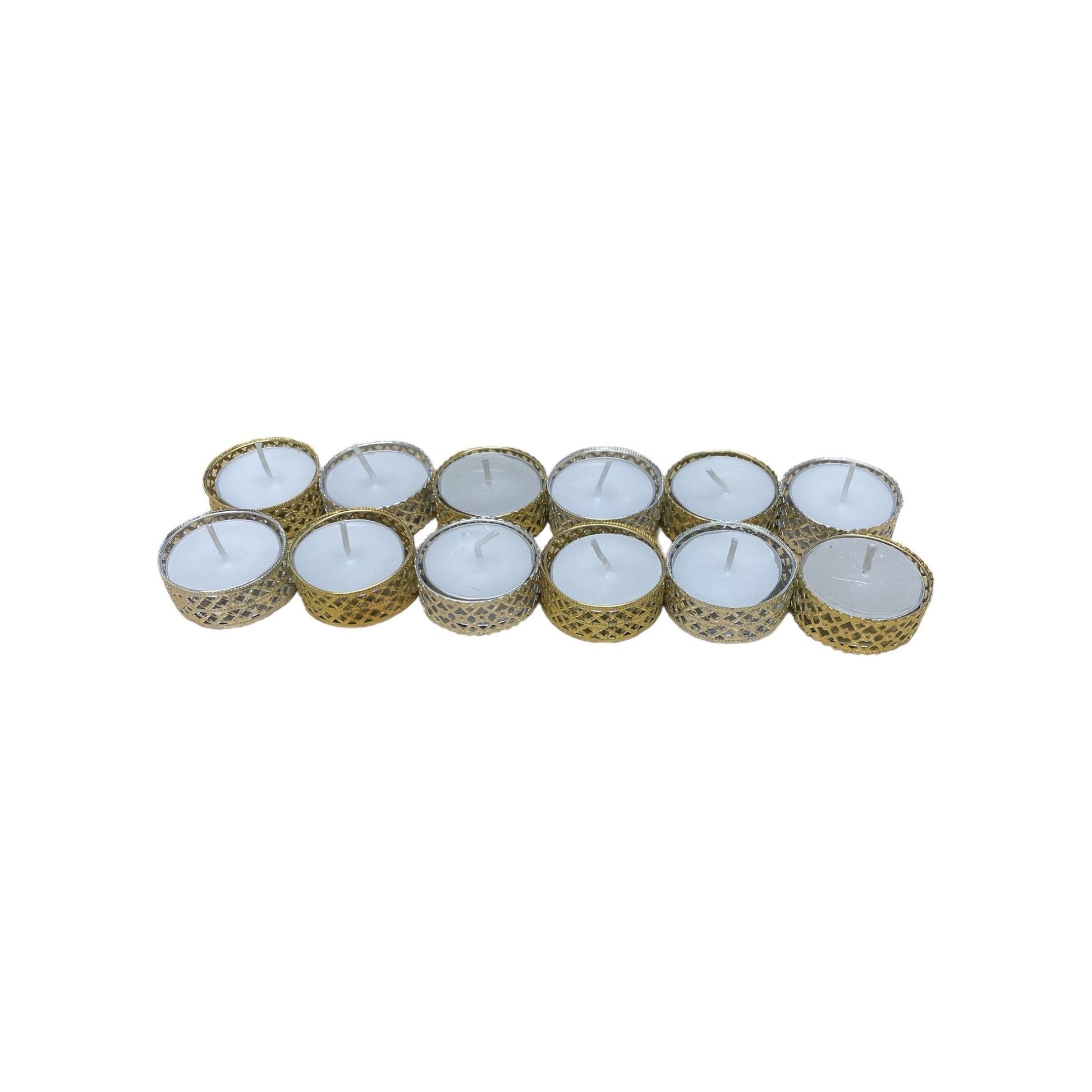 Silver and Gold Heart Pattern Tea Light Candles, Pack of 12 - Ashton and Finch
