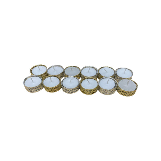 Silver and Gold Heart Pattern Tea Light Candles, Pack of 12 - Ashton and Finch